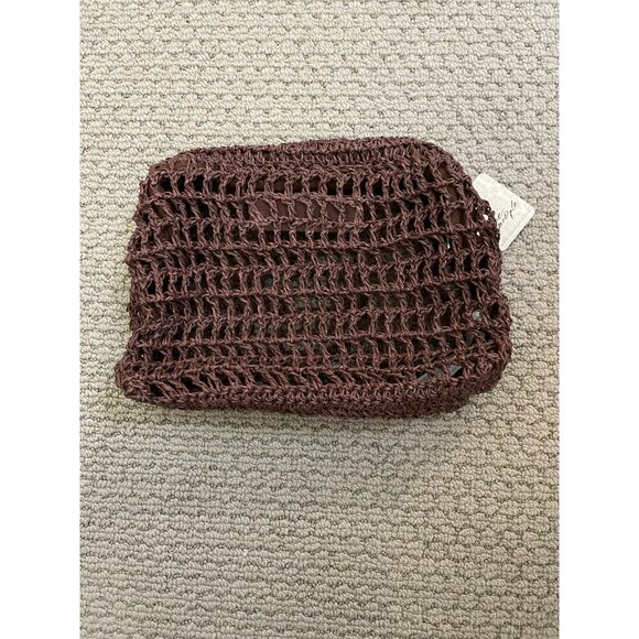 .Free People Chocolate Brown Sand Bound Woven Clutch NWT - Picture 2 of 4